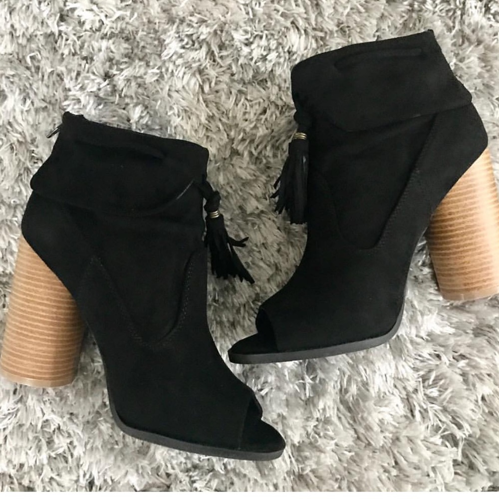 Black peep toe booties NEW IN BOX